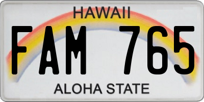 HI license plate FAM765