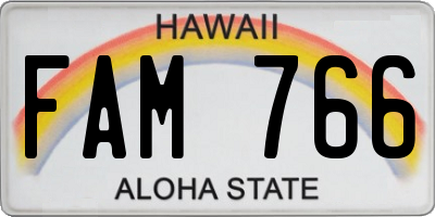 HI license plate FAM766