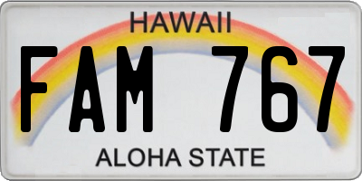 HI license plate FAM767