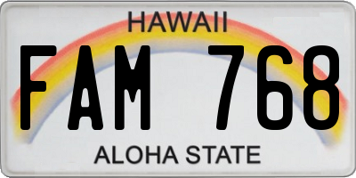 HI license plate FAM768