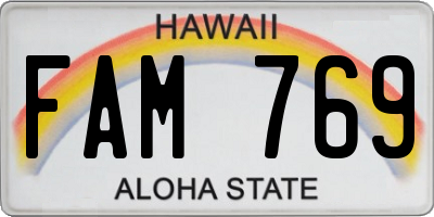 HI license plate FAM769