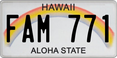 HI license plate FAM771