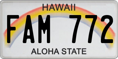 HI license plate FAM772