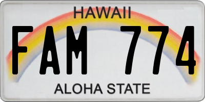 HI license plate FAM774