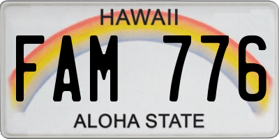 HI license plate FAM776