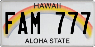 HI license plate FAM777