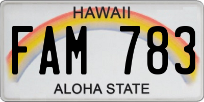 HI license plate FAM783