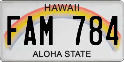 HI license plate FAM784