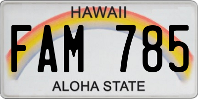 HI license plate FAM785