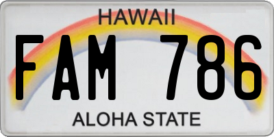 HI license plate FAM786