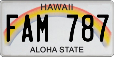 HI license plate FAM787