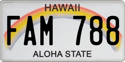HI license plate FAM788