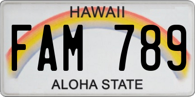 HI license plate FAM789