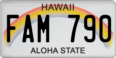 HI license plate FAM790