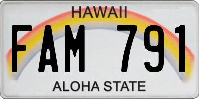 HI license plate FAM791