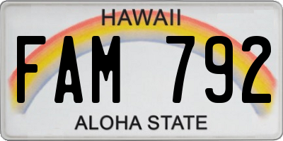 HI license plate FAM792
