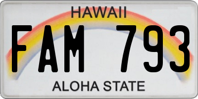 HI license plate FAM793