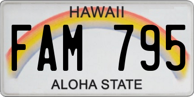 HI license plate FAM795