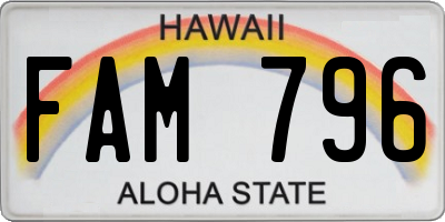 HI license plate FAM796