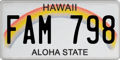 HI license plate FAM798