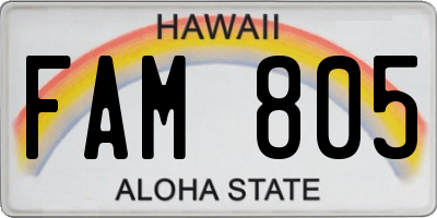 HI license plate FAM805