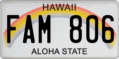 HI license plate FAM806