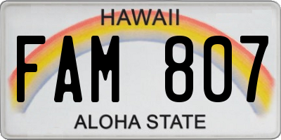 HI license plate FAM807