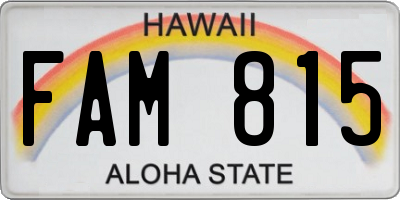 HI license plate FAM815