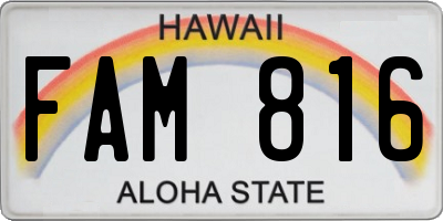 HI license plate FAM816