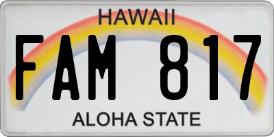 HI license plate FAM817