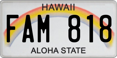 HI license plate FAM818