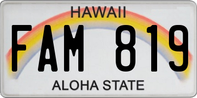 HI license plate FAM819