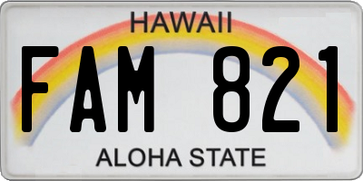 HI license plate FAM821