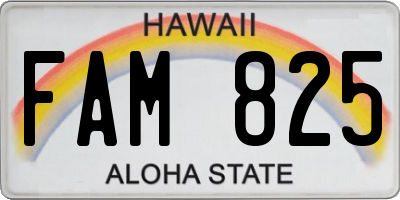 HI license plate FAM825
