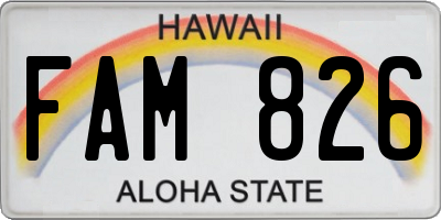 HI license plate FAM826