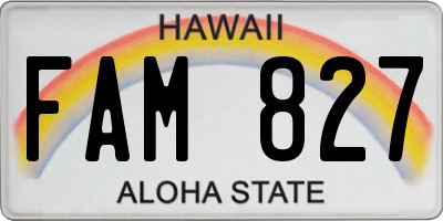 HI license plate FAM827