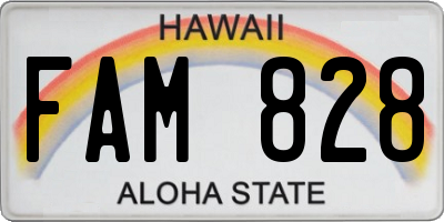 HI license plate FAM828