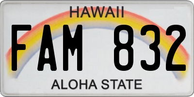 HI license plate FAM832
