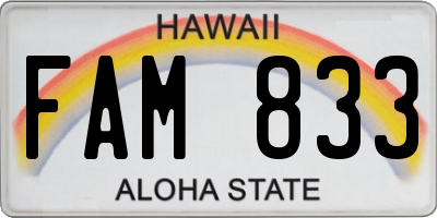 HI license plate FAM833