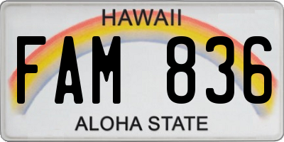 HI license plate FAM836