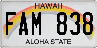 HI license plate FAM838