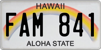 HI license plate FAM841