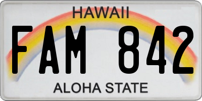 HI license plate FAM842