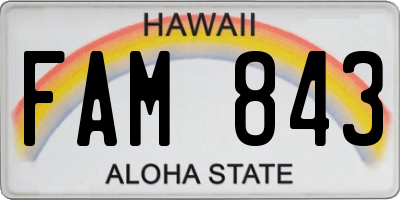 HI license plate FAM843