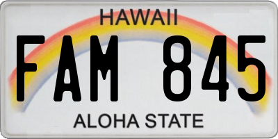 HI license plate FAM845