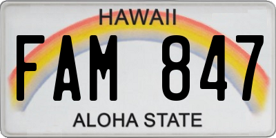 HI license plate FAM847