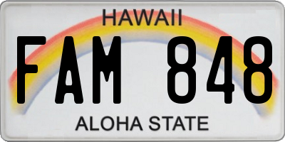HI license plate FAM848