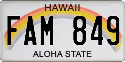 HI license plate FAM849