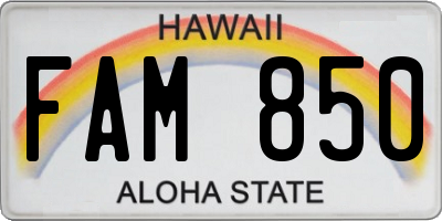 HI license plate FAM850