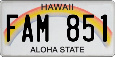 HI license plate FAM851